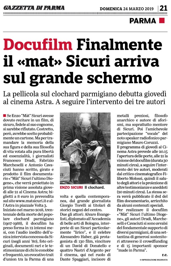 Gazzetta di Parma, prima visione del docufilm 