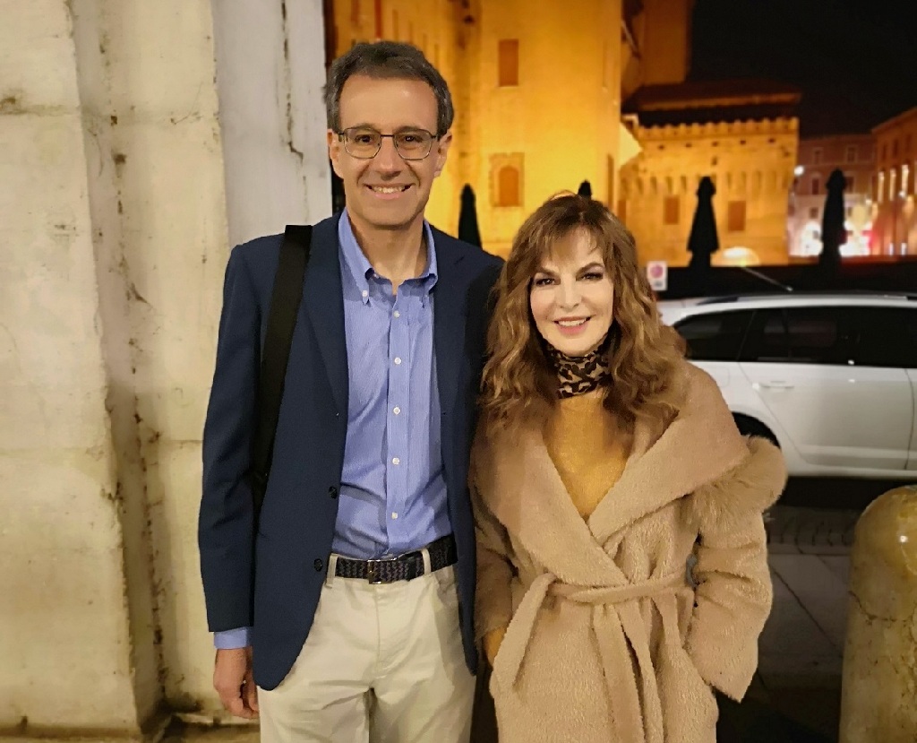 Con Giuliana De Sio dopo il successo del suo spettacolo Le signorine a Ferrara, 31-1-2020