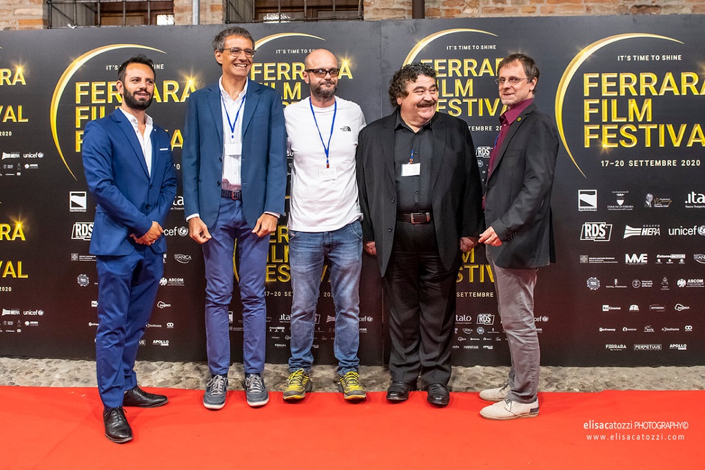 Maximilian Law, Fabrizio Marcheselli, Antonio Cavaciuti, Alvaro Evangelisti e Francesco Dradi al Ferrara Film Festival, 20-9-2020, ph.Catozzi