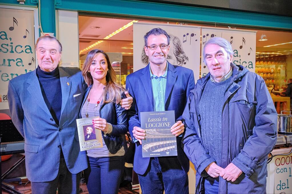 Alberto Michelotti, Manuela Boselli, Fabrizio Marcheselli e Gianluca Montacchini a Parma nel nome di Verdi, Euro Torri 24-11-2013, ph. Gabbi