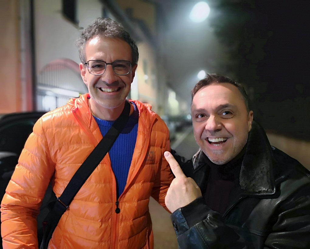 Con Gabriele Cirilli dopo il suo spettacolo al Teatro Dragoni di Meldola di Forl, 2-2-2020