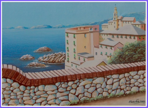 Fausto NURCHIS Scorcio Ligure - olio su tela 50 X 60 Anno 2005