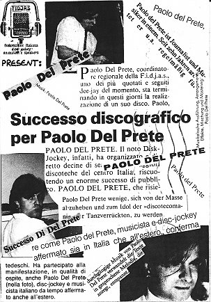 SUCCESSO DISCOGRAFICO PER PAOLO DEL PRETE german press card