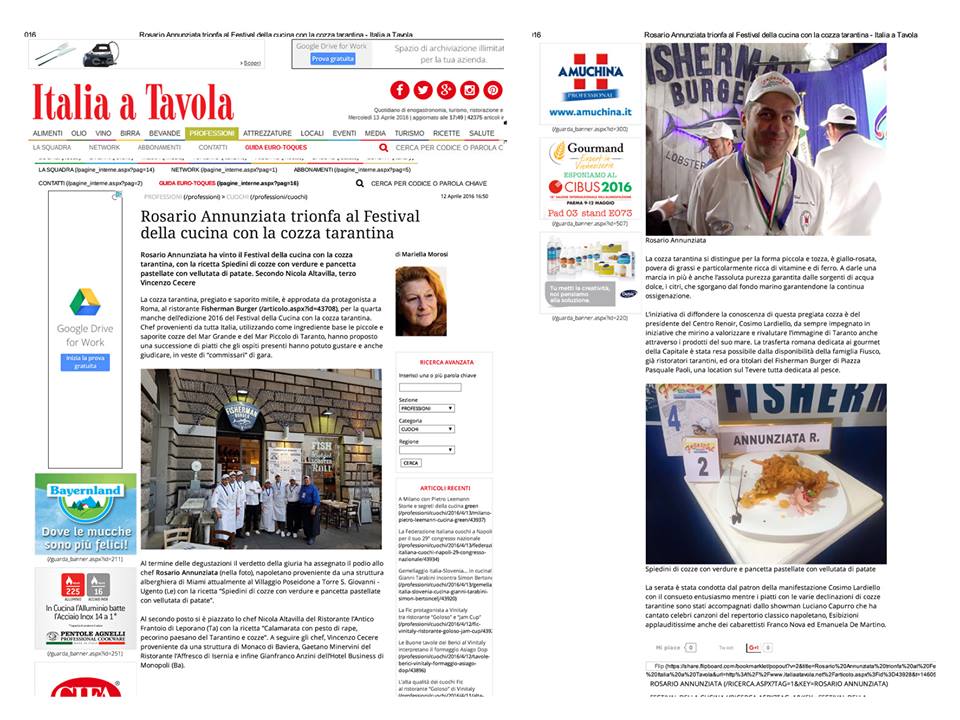 GIORNALE ITLIA IN TAVOLA PRIMO POSTO FESTIVAL DELLA CUCINA