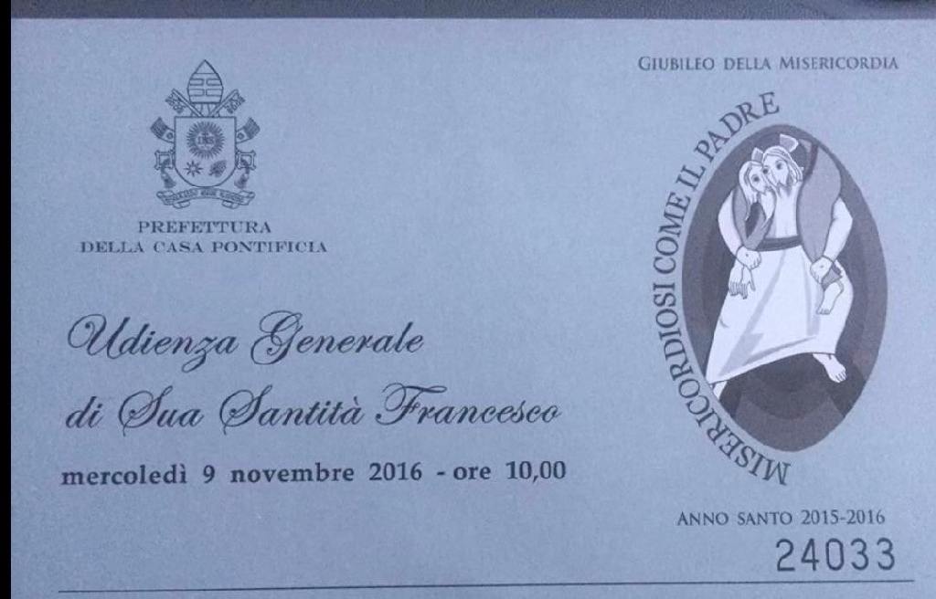 Ticket Invito Papa Francesco